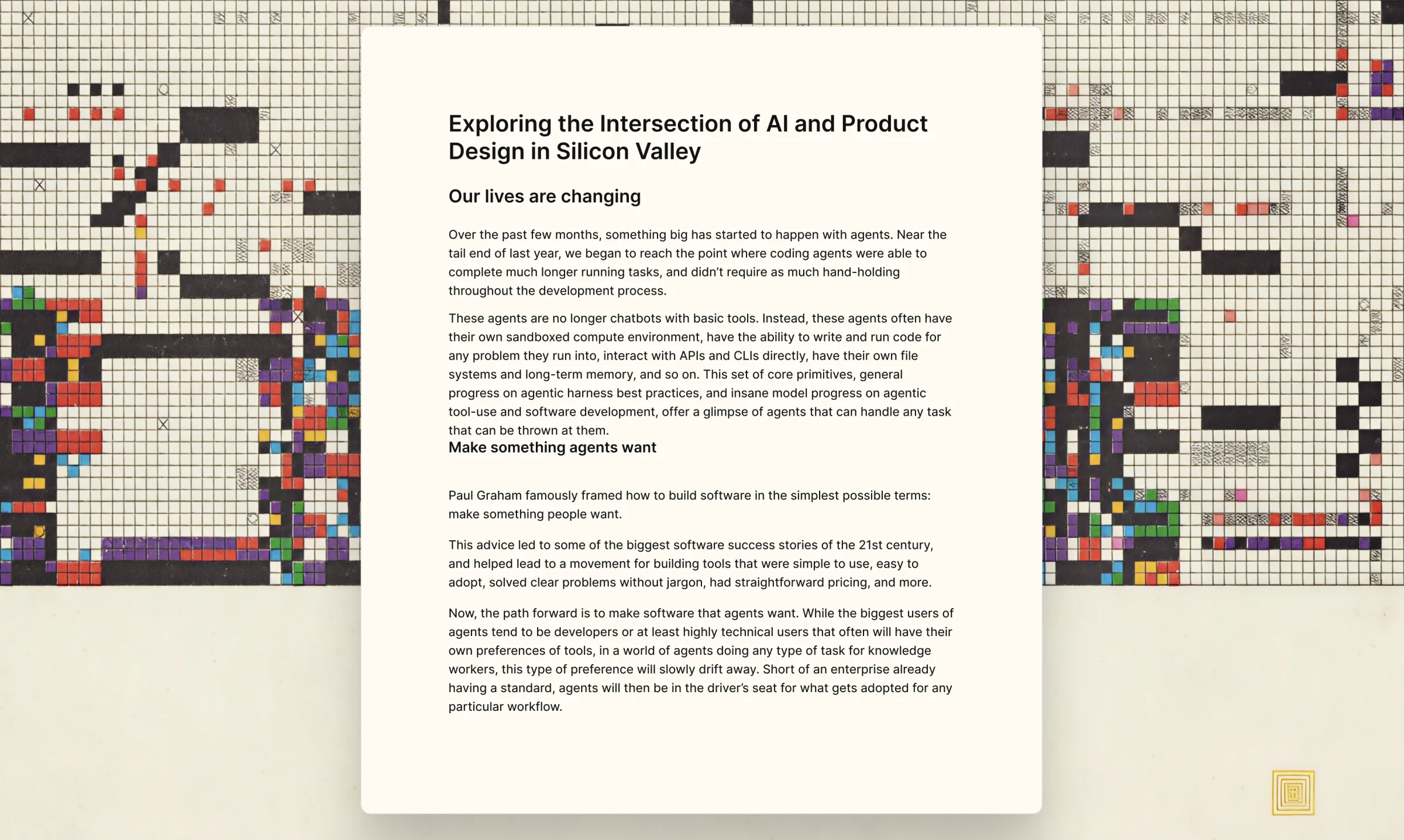 The same Specky document over four backdrops in turn: a pixel-grid artwork, a painted meadow, a dusk field and plain cream.