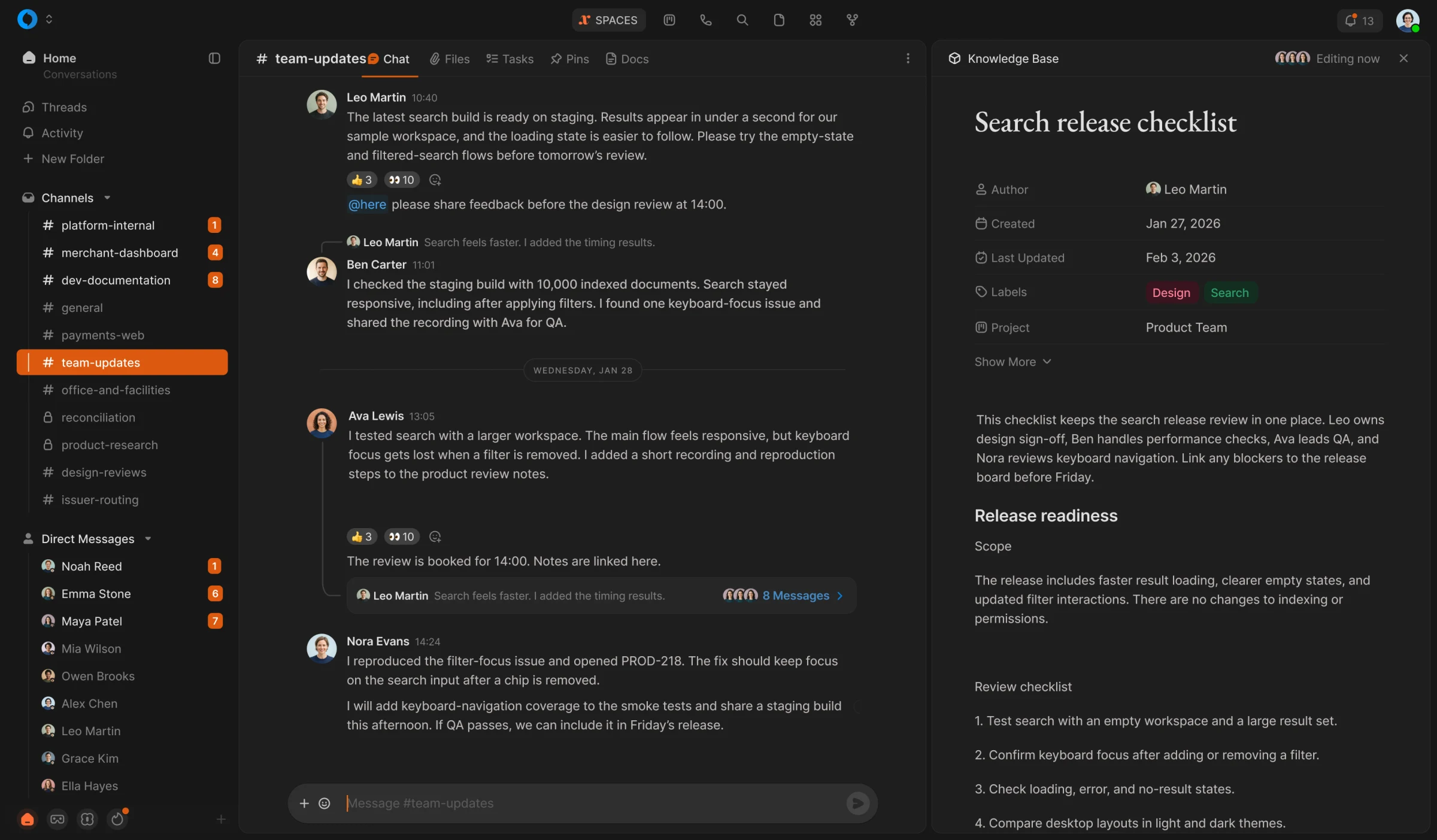 Xyne Spaces across its spaces in turn: Home, LATAM Launch in orange and in blue, Nimbus Cloud with and without its thread, and LATAM Launch in the light theme.